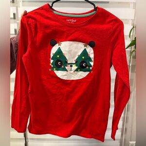 Glittery Christmas Panda Long Sleeve Tee.